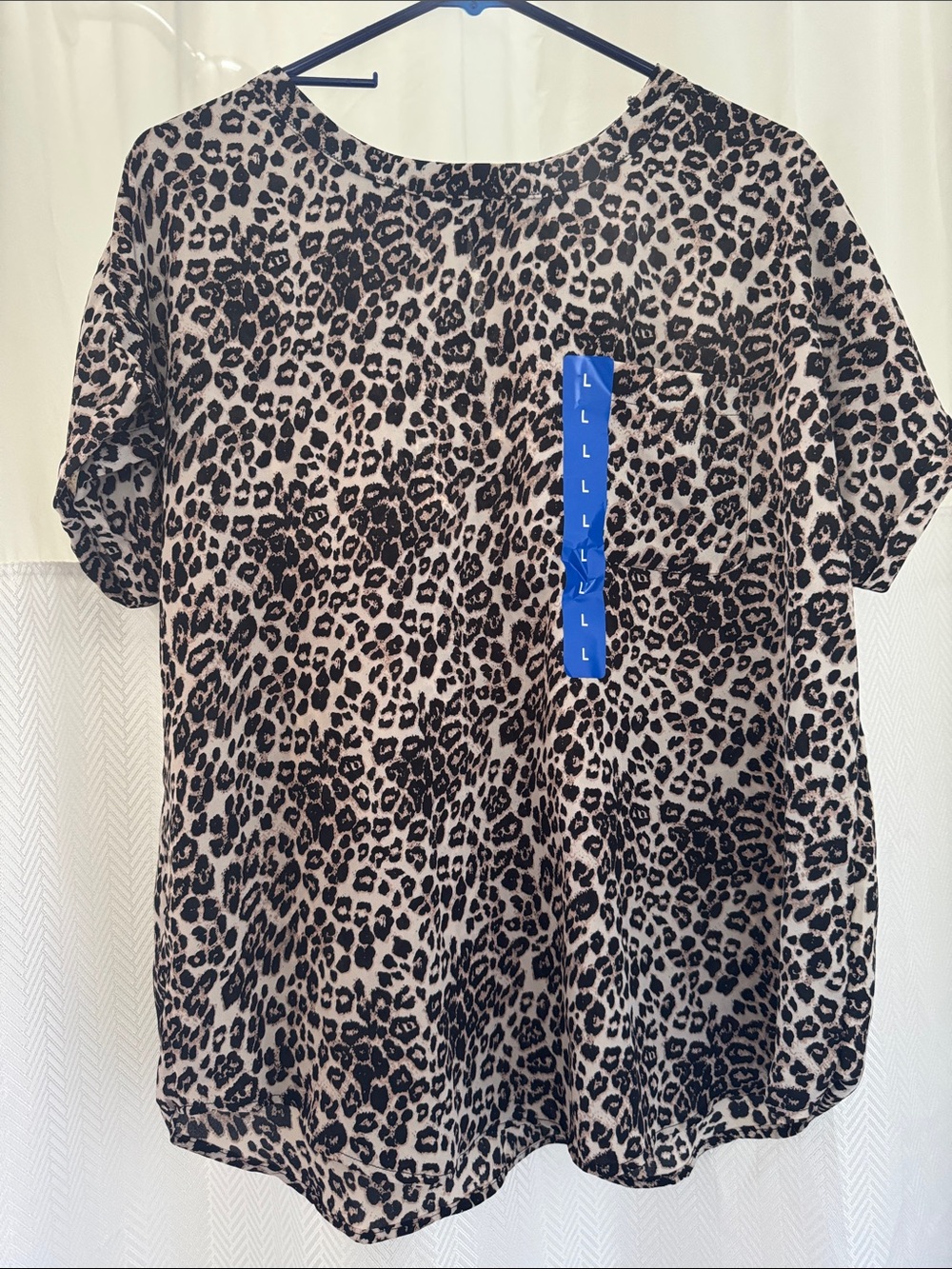 Buffalo David Bitton Leopard Print Short Sleeve Top - Beige and Black